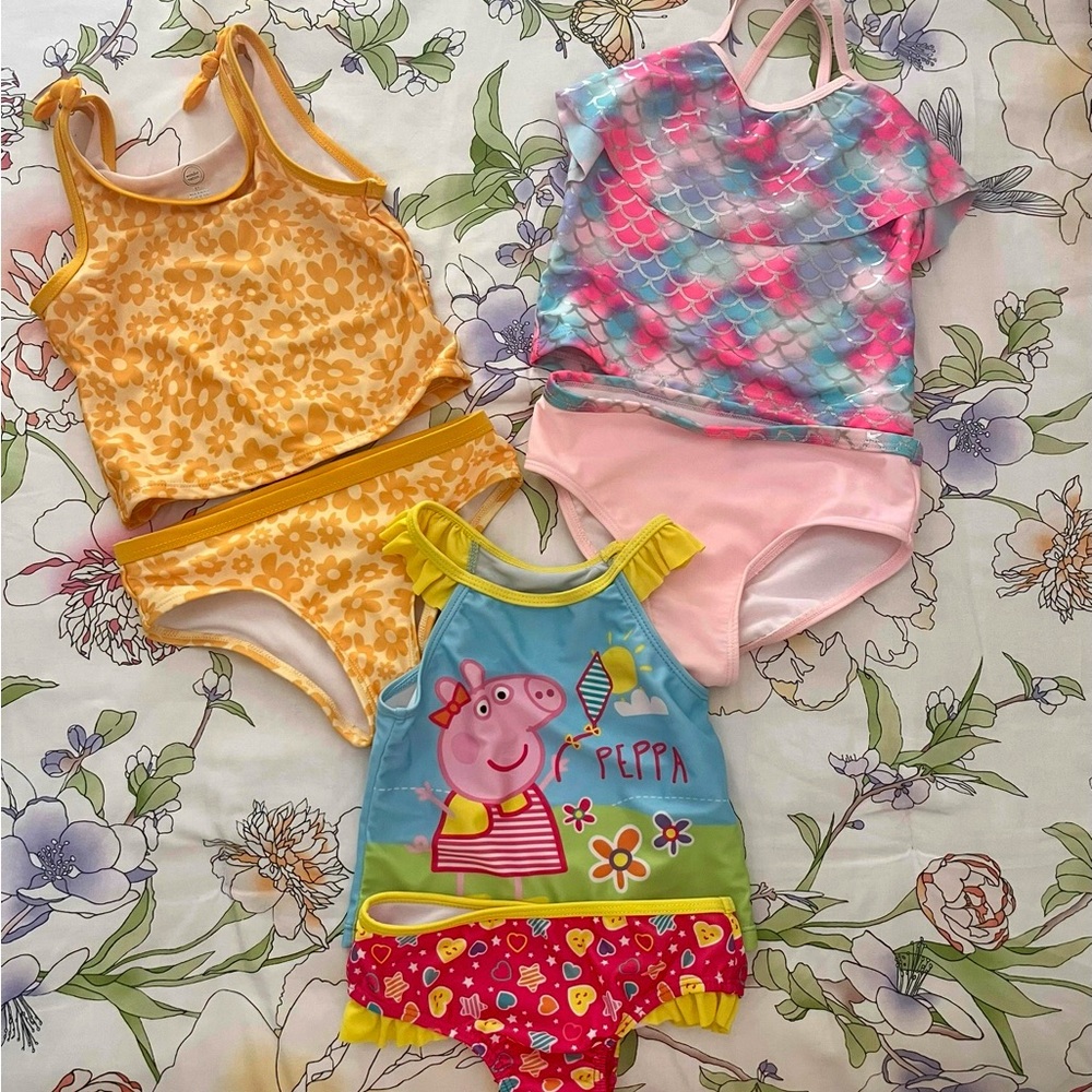 Wonder Nation Kids Swim Bikinis - Yellow, Pink, Blue